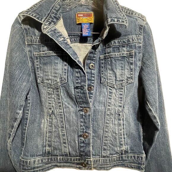 Blue Asphalt Denim Jean Jacket Women's size Medium 90s Retro Coat Trucker Y2K - Picture 3 of 5